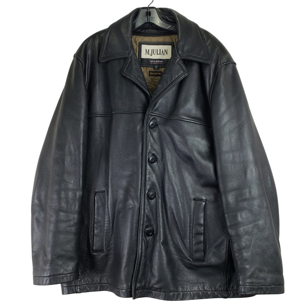 Vintage M. Julian Wilsons Leather Car‎ Coat Mens XL Black Thinsulate Insulated